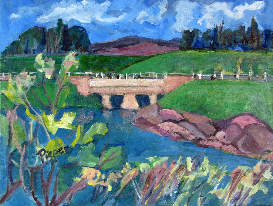 Country Side with Concrete Bridge Painting by Betty Pieper
