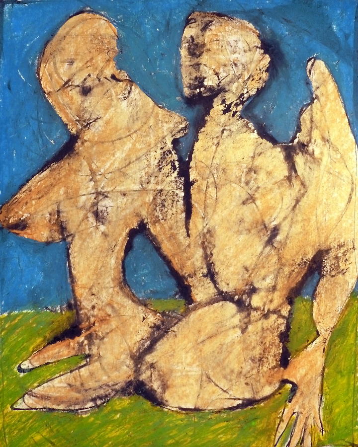Couple In Landscape Pastel by JC Armbruster