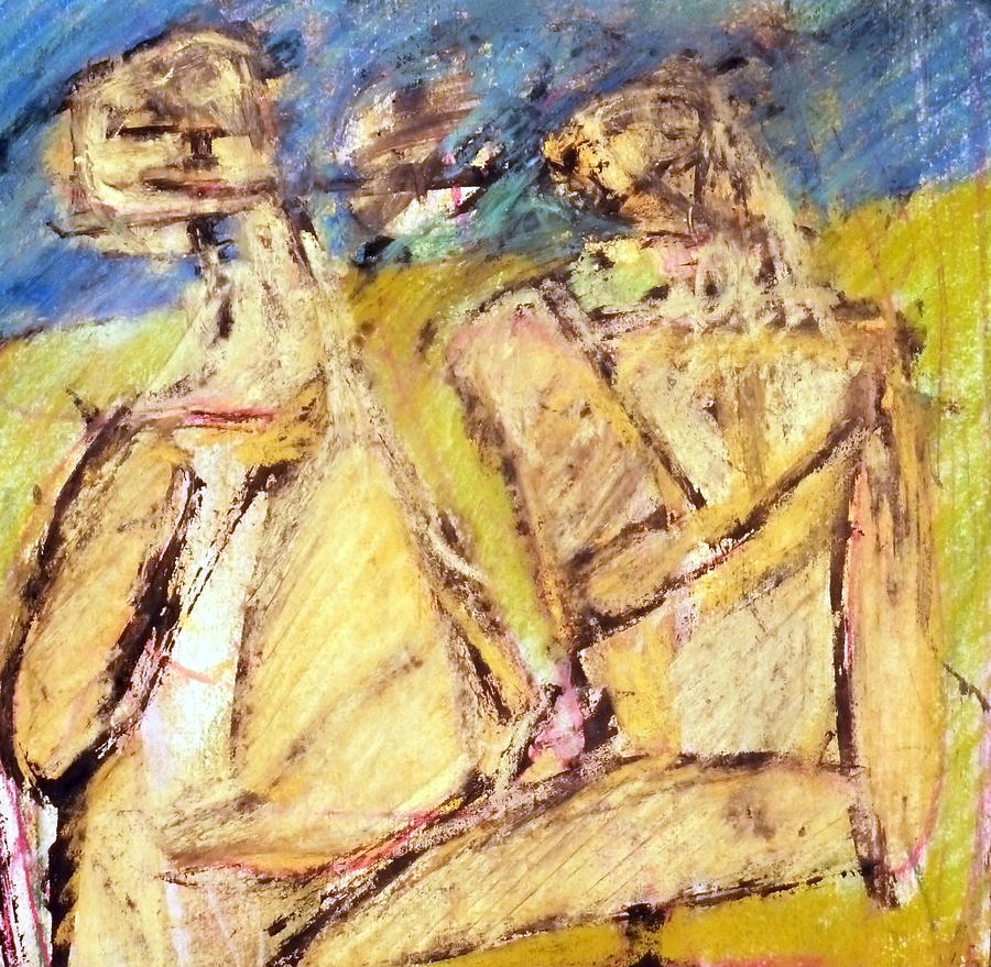 Couple In The Park Pastel by JC Armbruster