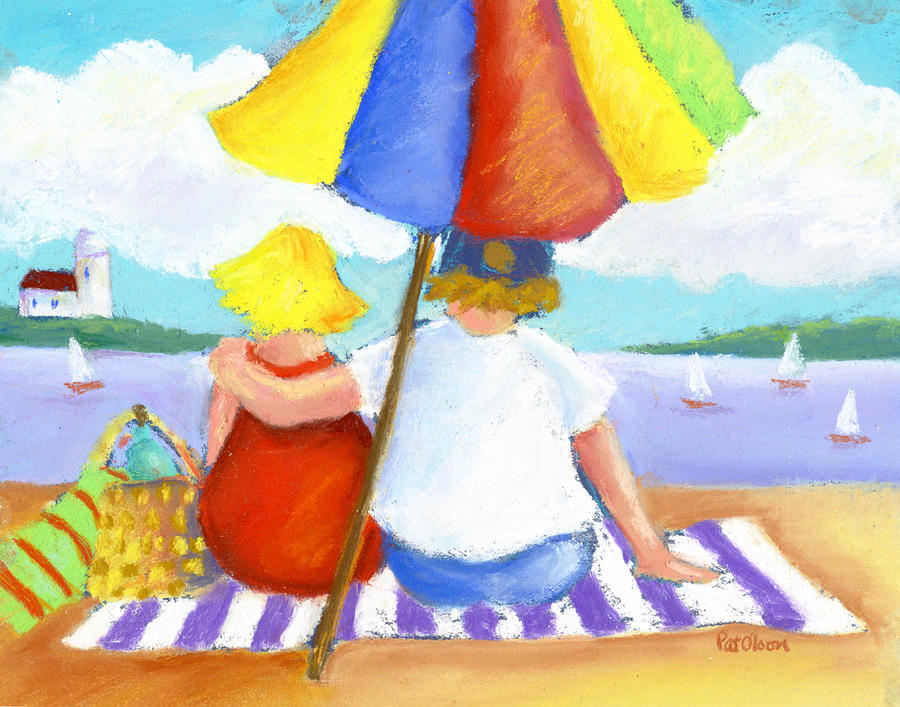 Beach Pastel - Couple on the beach by Pat Olson