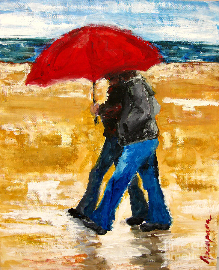 Couple under a Red Umbrella Painting by Patricia Awapara