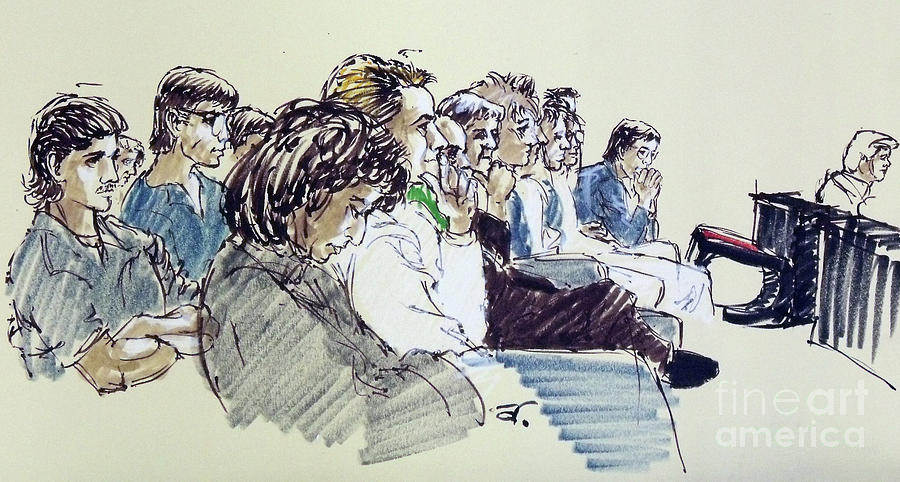 Court room audience 1 Drawing by Armand Roy
