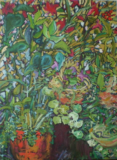 Courtyard Garden 1 Painting by Lee Pennington