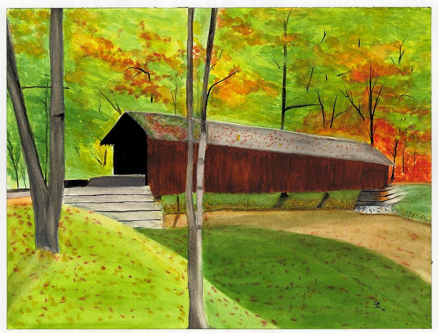 Covered Bridge 1 Painting by David Bartsch