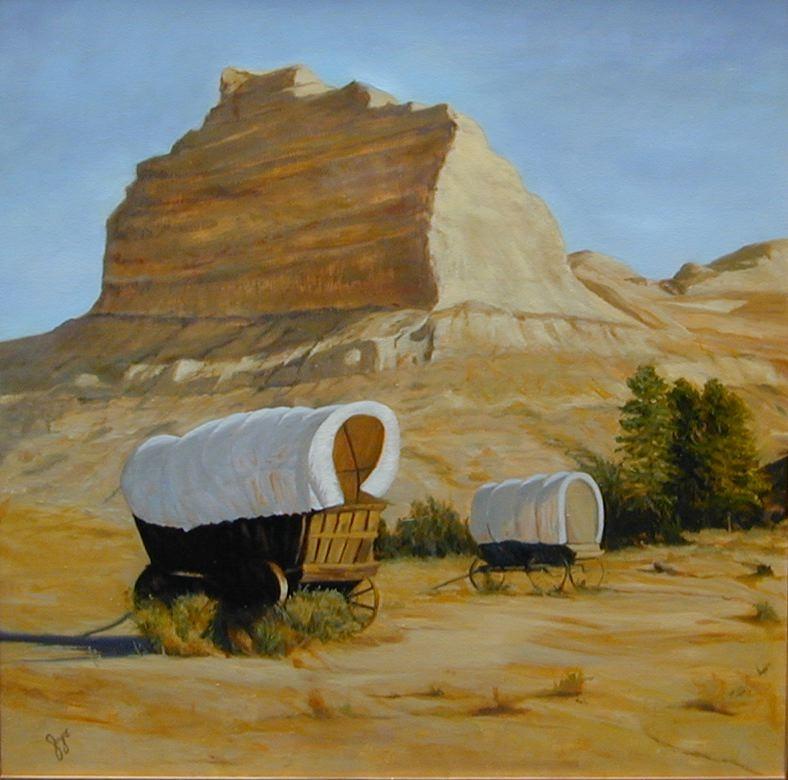 Covered Wagons Painting by Joyce Snyder