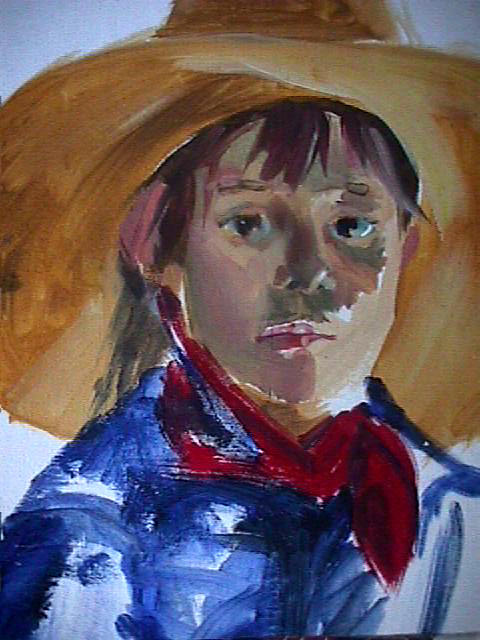 Cow Girl Painting by Jan Swaren