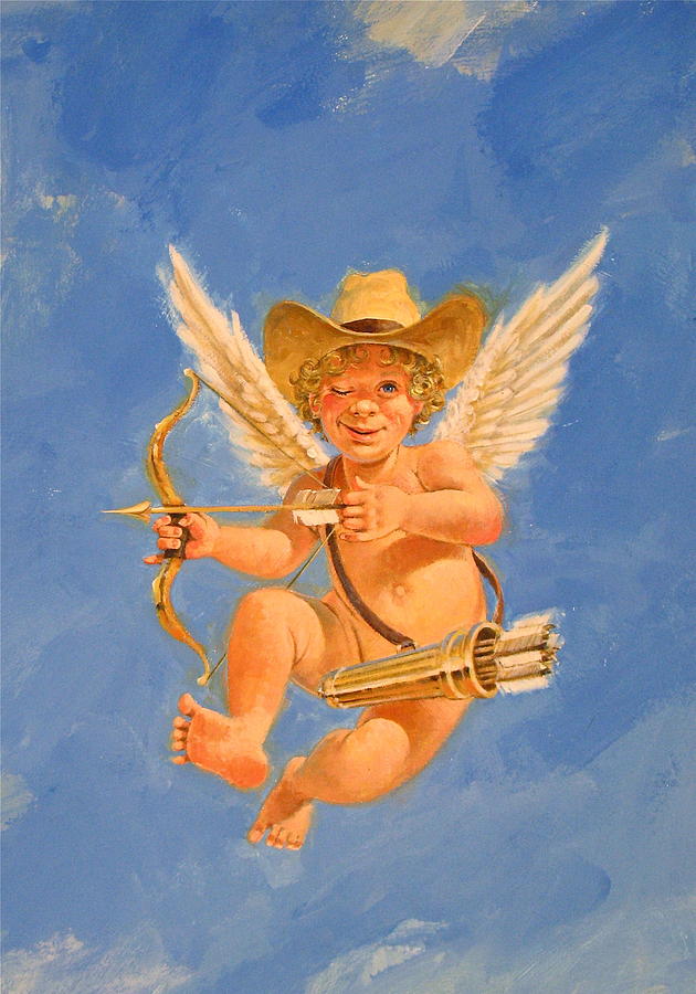 Cow Kid Cupid Painting by Cliff Spohn