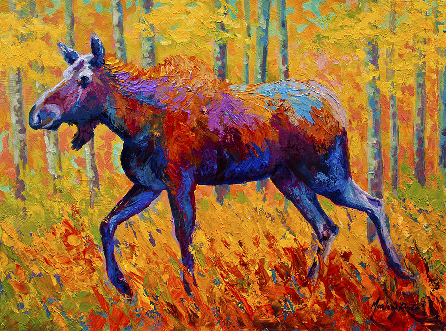 Cow Moose Painting by Marion Rose