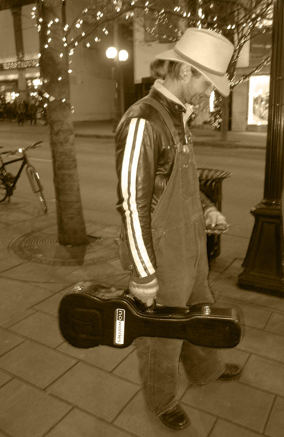 Cowboy Musician On Streets Photograph by Kym Backland