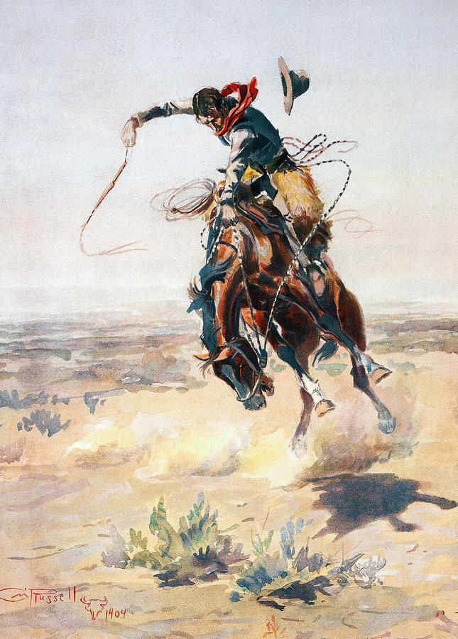 Cowboy On A Bucking Bronco, A Bad Hoss Photograph by Everett