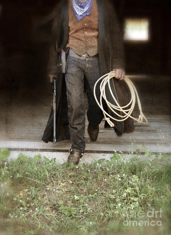 Boot Photograph - Cowboy with Guns and Rope by Jill Battaglia