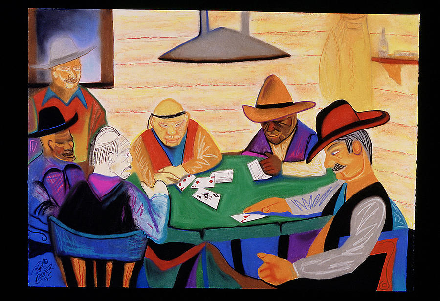 Cowboys And Cards Pastel by Rod Grier - Fine Art America