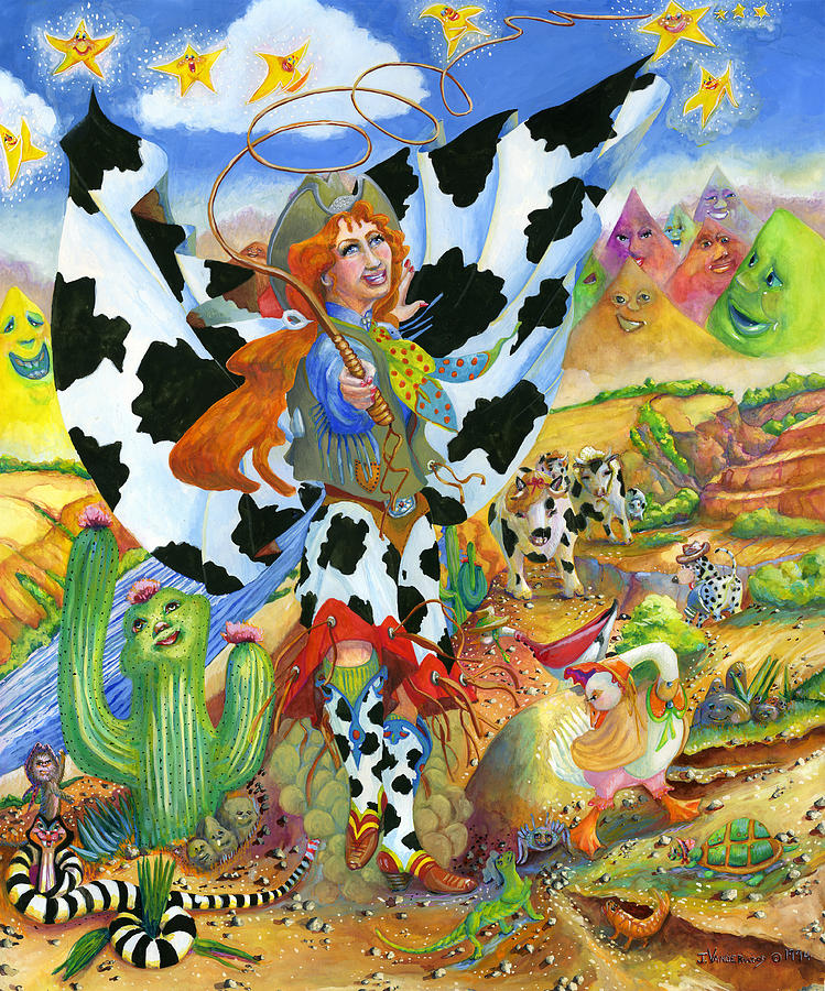 Cowgirl Angel of the West Painting by Jacquelin L Westerman