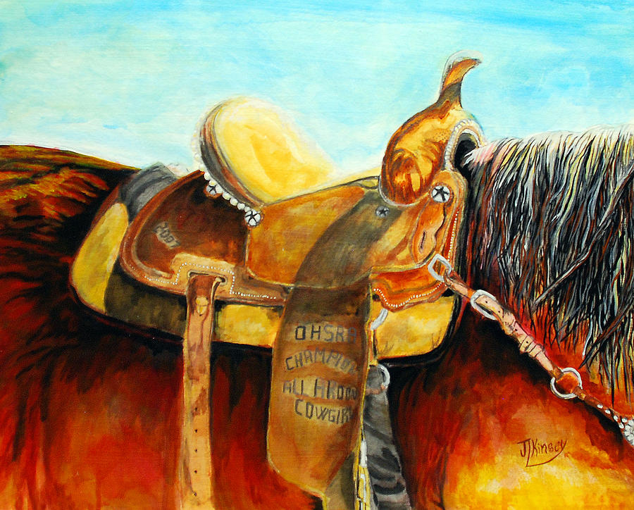 Cowgirl Saddle Painting By Mike Kinsey Fine Art America