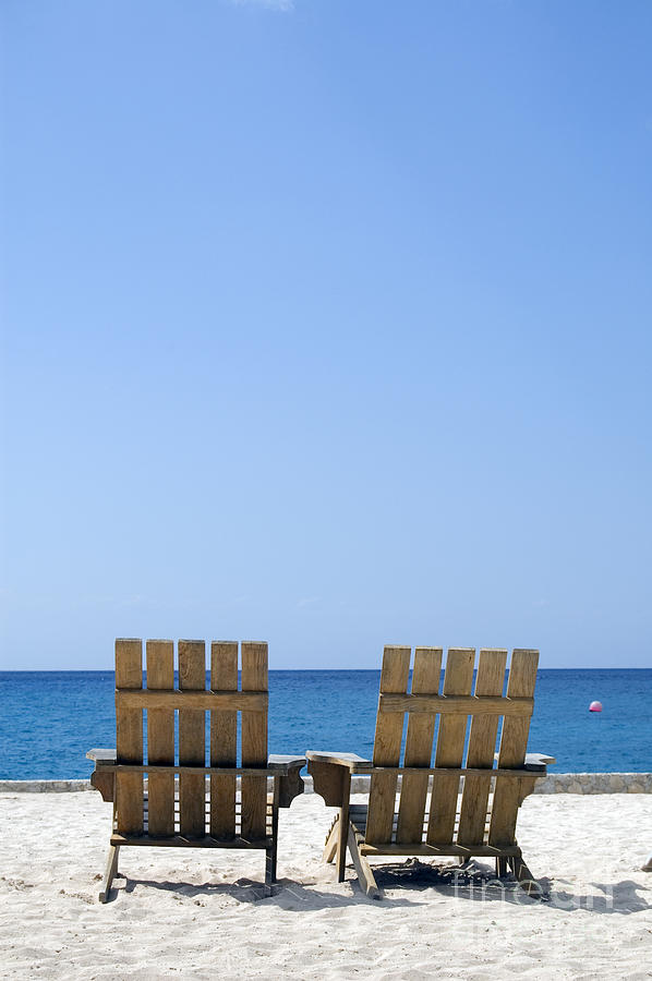 Cozumel Mexico Beach Chairs and Blue Skies Photograph by Shawn OBrien