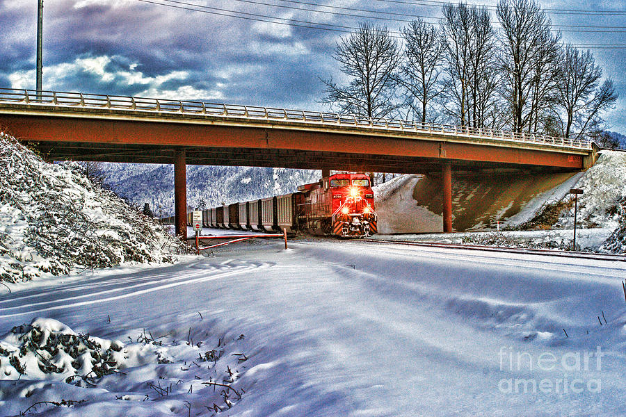 CP Rail Coal Train Under Bridge HDR Photograph by Randy Harris