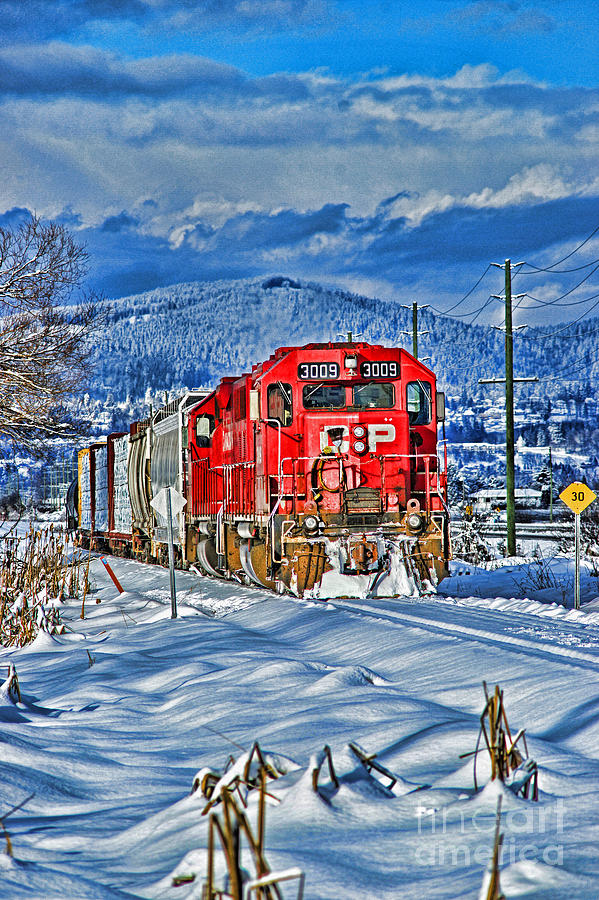 CP Rail Train in Winter HDR Photograph by Randy Harris