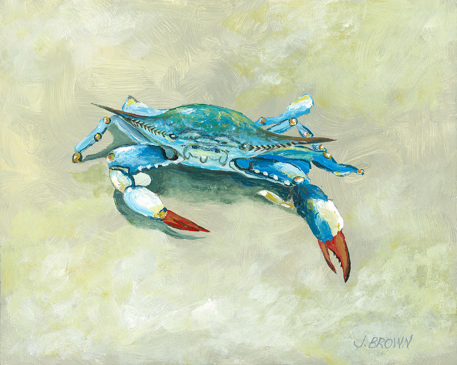 Crab on Beach Painting by John Brown - Fine Art America