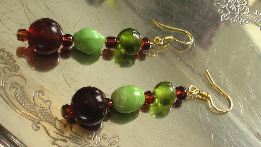 Earrings Jewelry - Cranberry and Bright Sea Green Drop Earrings by Dancing StarInc