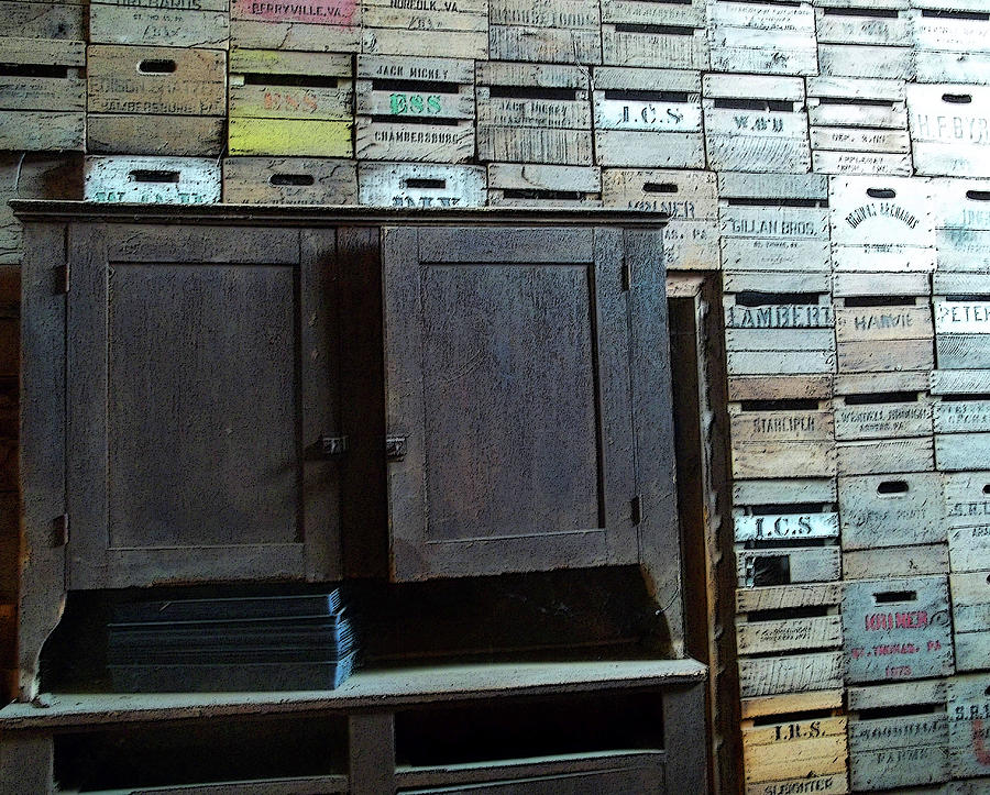 Crate wall with hutch Photograph by Anne Cameron Cutri