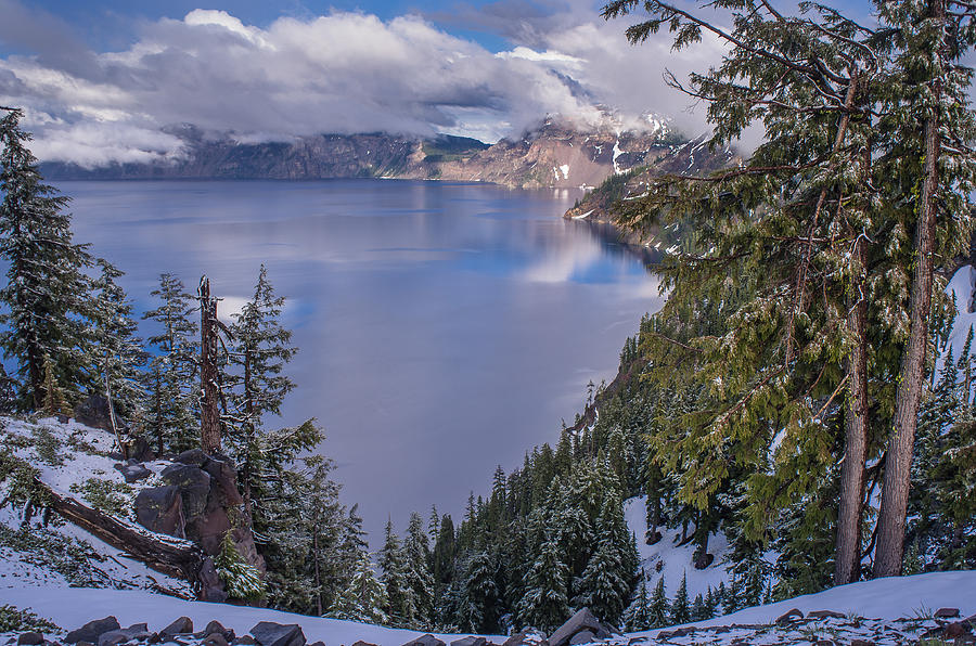 National Parks Photograph - Crater Lake and Approaching Clouds by Greg Nyquist