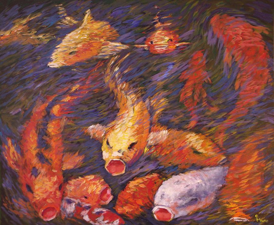 Crazed Clear Creek Koi Painting by Charles Munn