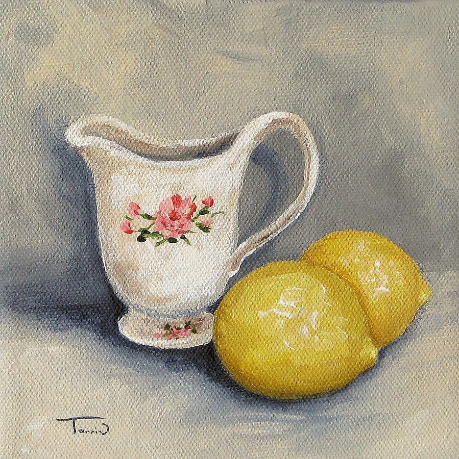 Tea Painting - Cream with Lemons by Torrie Smiley