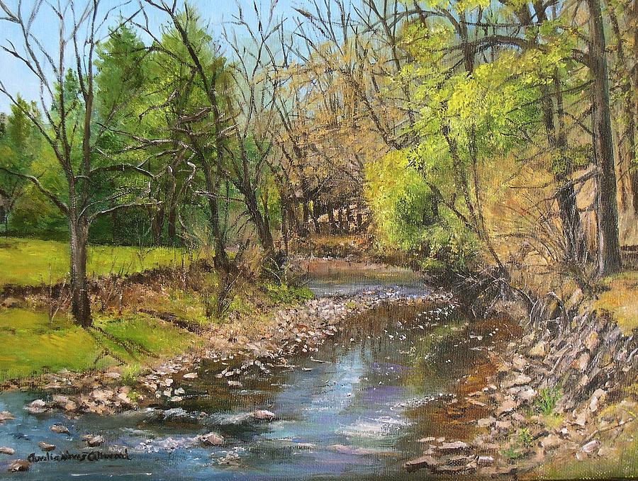 Creek in Carversville PA Painting by Aurelia Nieves-Callwood