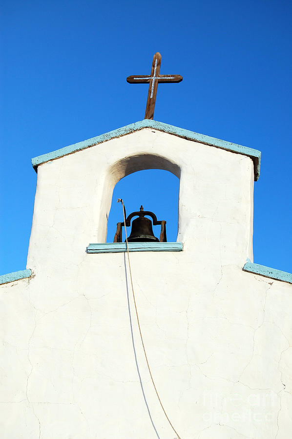 Cross and Steeple Bell of Calera Church in West Texas Photograph by Shawn OBrien