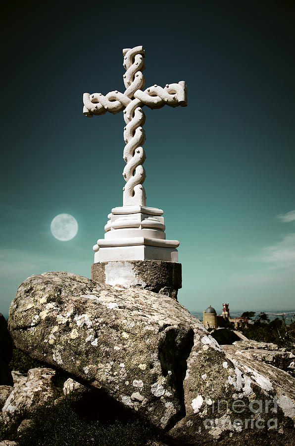 Nature Photograph - Cross in moonlight by Carlos Caetano