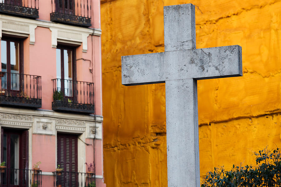 Architecture Photograph - Cross in the City of Madrid by Artur Bogacki