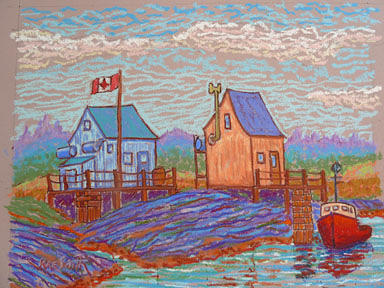 Cross Island Cottages Pastel by Rae  Smith PSC