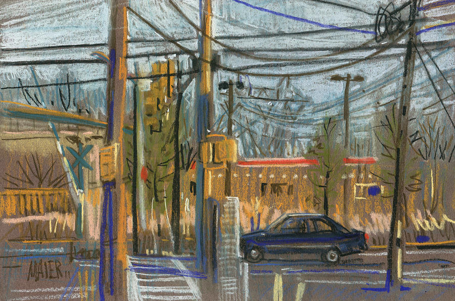 Car Drawing - Crossing at Sandy Pleins by Donald Maier