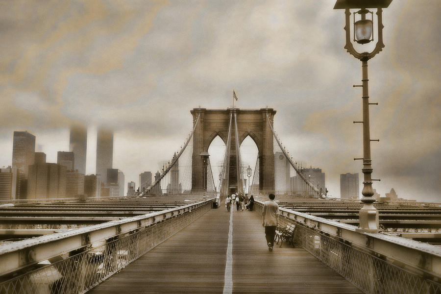 Brooklyn Bridge Photograph - Crossing Over by Joann Vitali