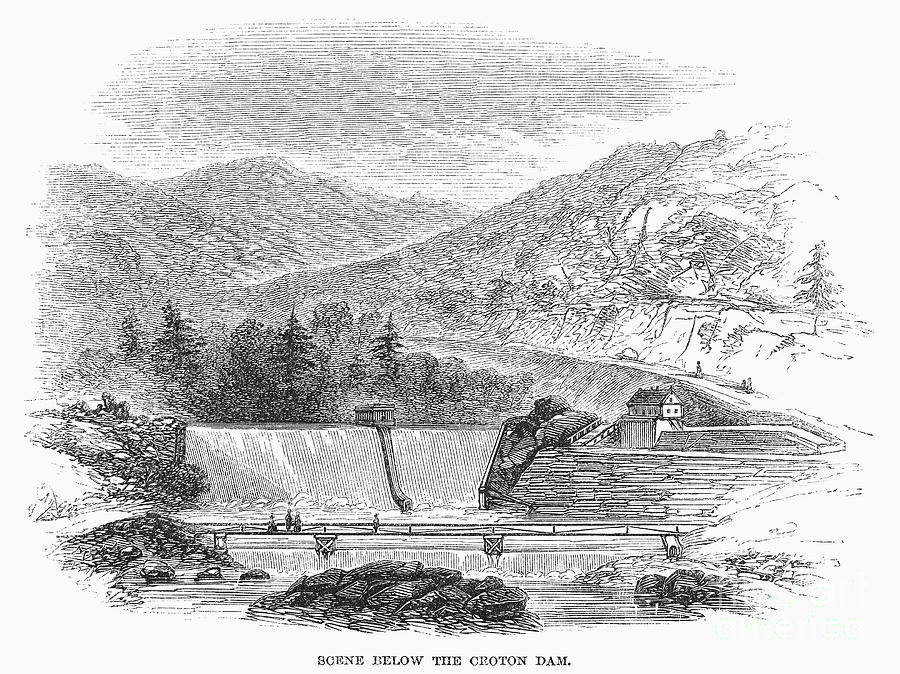 Croton Dam, 1860 Photograph by Granger