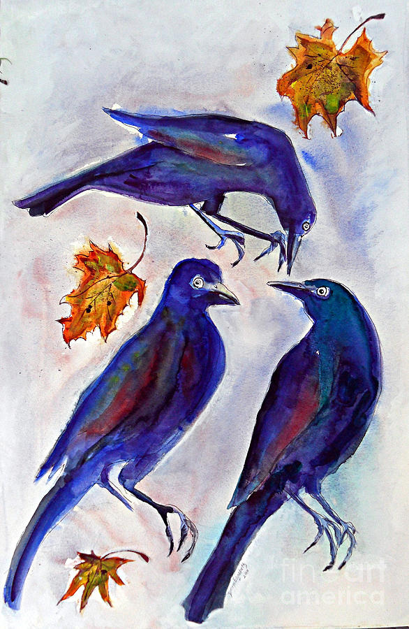 Crow Talk Painting by Doris Blessington