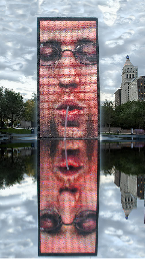 Crown Fountain Reflection Photograph by Roger Lapinski