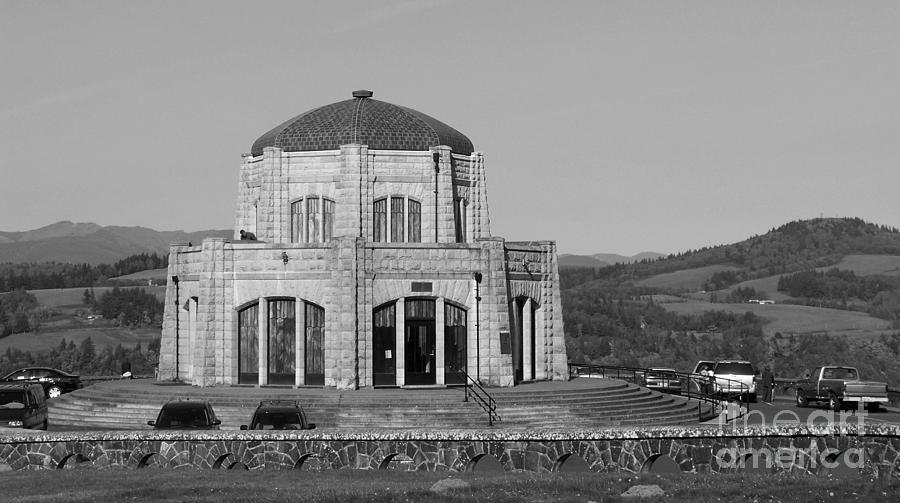 Crown Point Vista House in Black and White Photograph by Charles Robinson