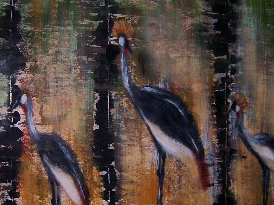 Nature Painting - Crowned cranes by Joseph Ferguson Nature Painting - Crowned cranes by Joseph Ferguson