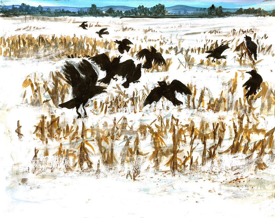 Animal Painting - Crows in a Cornfield by Ethel Vrana