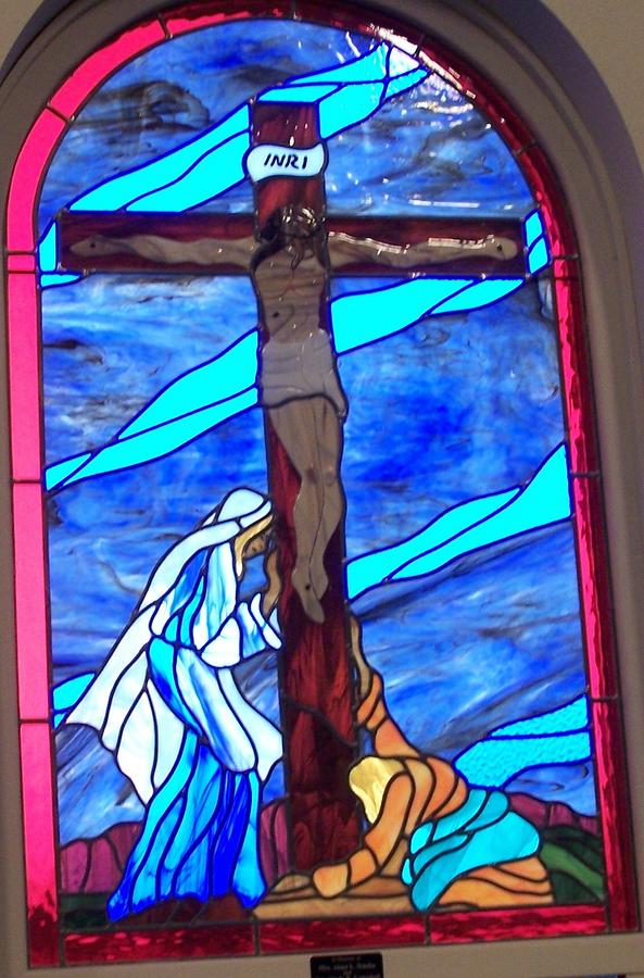 Crucufiction of Jesus the Christ view 2 Glass Art by Gladys Espenson ...