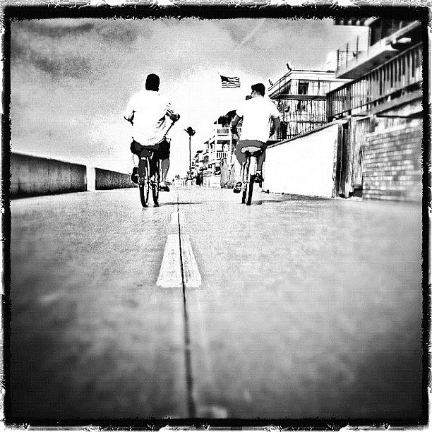 Bicycle Photograph - Cruise Down The Strand.  Black & White by Tyler Rice