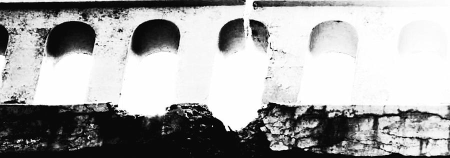 Black And White Drawing - Crumbling Stonework  by Howard Perry