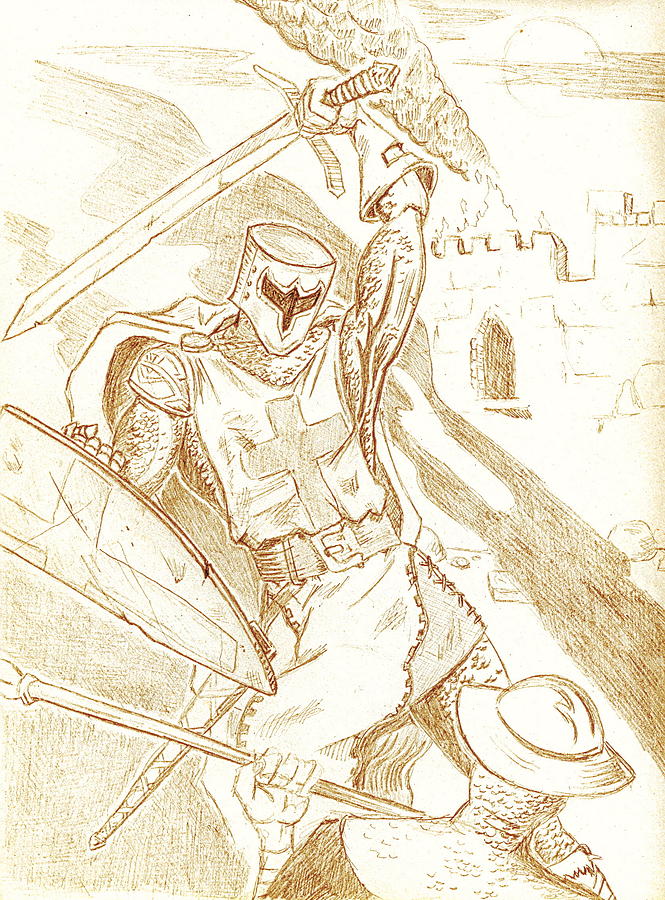 Crusader Drawing by John Tompkins Fine Art America