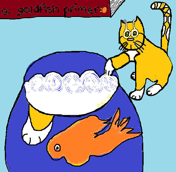 Cat Painting - Crystal Student of Goldfish by Anita Dale Livaditis