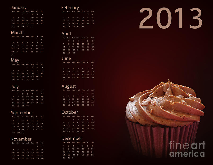 Cupcake calendar 2013 Photograph by Jane Rix
