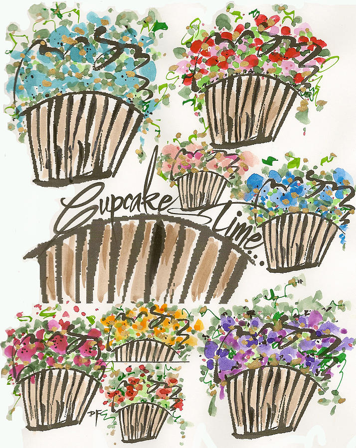 Recipe Drawing - Cupcake Time Today by Darlene Flood