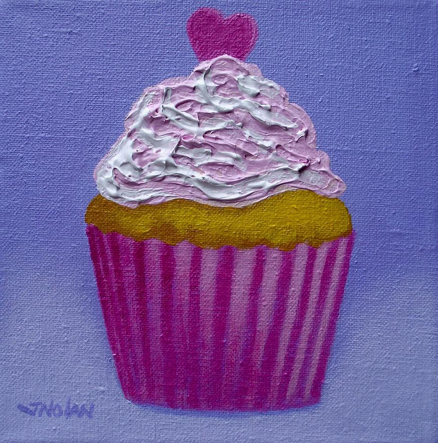 Cake Painting - Cupcake With Heart by John  Nolan