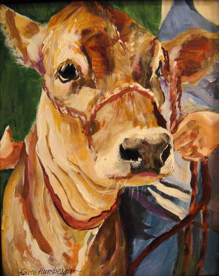Curious Calf Painting by Edith Hunsberger