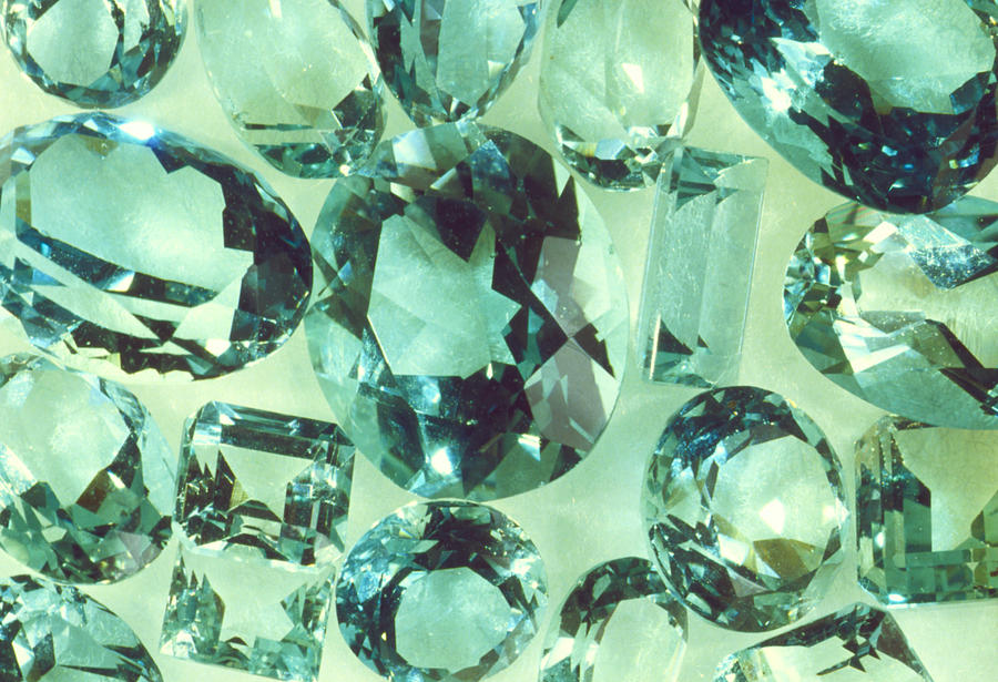 Cut Crystals Of Aquamarine Photograph by Vaughan Fleming